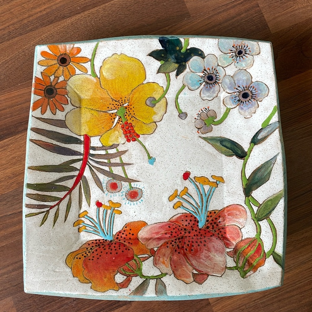 Three Wheel Studio Flowers & Pigment Large Square Platter